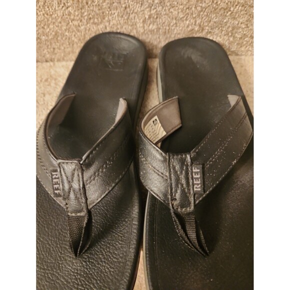 Reef Men\'s Black Leather Flip Flop Sandals Size 13 main image 7